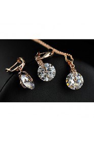 Women's fanshion Jewelry set of high-end fashion zircon earrings necklace set super flash large zircon