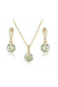 Women's fanshion Jewelry set of high-end fashion zircon earrings necklace set super flash large zircon