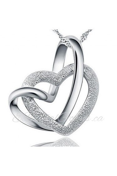 Ladies' Silver Heart-Shaped Pendant Chain Necklace