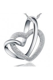 Ladies' Silver Heart-Shaped Pendant Chain Necklace