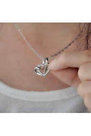 Ladies' Silver Heart-Shaped Pendant Chain Necklace