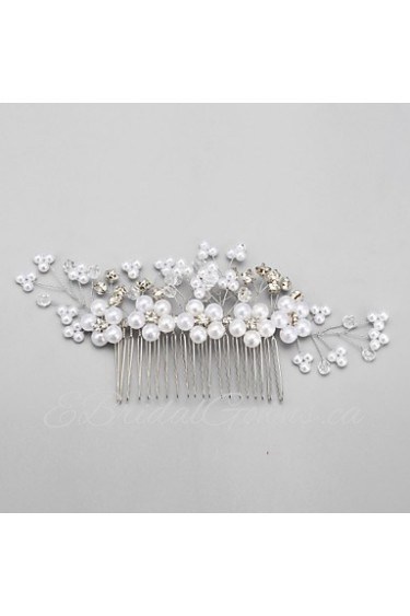 Women's Rhinestone / Crystal / Alloy / Imitation Pearl Headpiece-Wedding / Special Occasion Hair Combs 1 Piece White Round