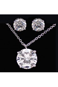 Gorgeous Platinum Plated With Cubic Zirconia Wedding/Special Occaision / Party Jewelry Set.