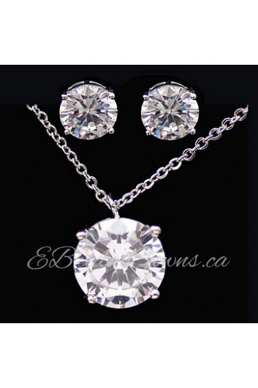 Gorgeous Platinum Plated With Cubic Zirconia Wedding/Special Occaision / Party Jewelry Set.