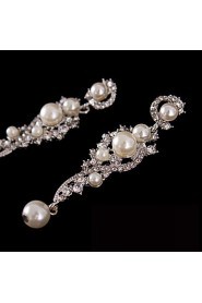 Vintage Pearls Crystal Earring Jewelry Wedding Silver Earring For Bridal Lades