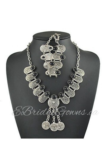 Jewelry Set Women's Anniversary / Gift / Party / Daily Jewelry Sets Alloy Rhinestone Necklaces / Bracelets Black / Silver