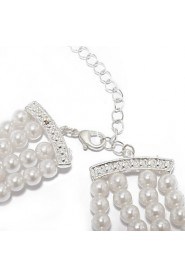 Gorgeous Clear Crystals And Imitation Pearls Jewelry Set,Including Necklace And Earrings