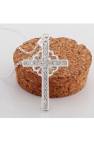 Elegant Style 925 sterling silver Flower Cross Pave Zircon Pendant Necklace for Women