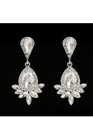 Vintage Women's Earrings Crystal Diamond Silver Earring For Wedding Bridal