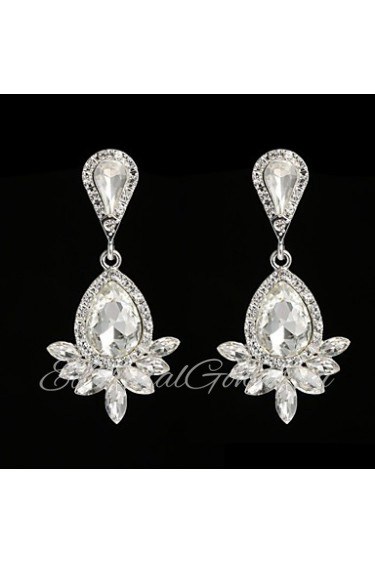 Vintage Women's Earrings Crystal Diamond Silver Earring For Wedding Bridal