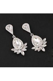 Vintage Women's Earrings Crystal Diamond Silver Earring For Wedding Bridal