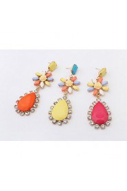 Newest Fashion Classic Rhinestone Flower Alloy Water Drops Shaped Earrings