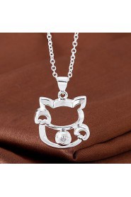 Cremation Jewelry 925 sterling silver Lovely Lucky Cat with Zircon Pendant Necklace for Women