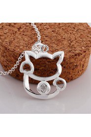 Cremation Jewelry 925 sterling silver Lovely Lucky Cat with Zircon Pendant Necklace for Women