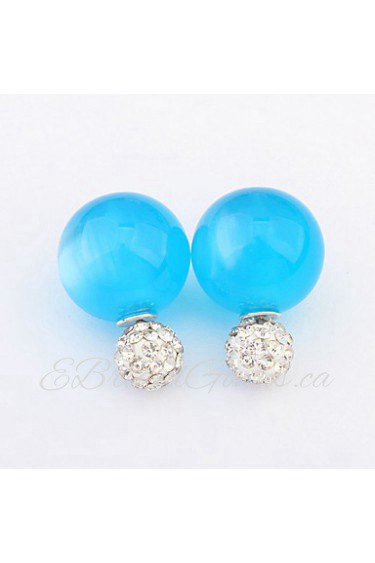 Women's Sweet Candy Colors Cute Rhinestone Stud Earrings