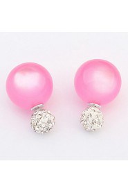 Women's Sweet Candy Colors Cute Rhinestone Stud Earrings