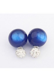 Women's Sweet Candy Colors Cute Rhinestone Stud Earrings