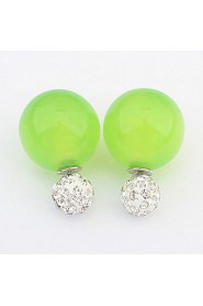 Women's Sweet Candy Colors Cute Rhinestone Stud Earrings