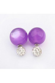 Women's Sweet Candy Colors Cute Rhinestone Stud Earrings