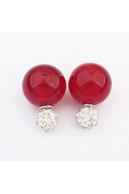 Women's Sweet Candy Colors Cute Rhinestone Stud Earrings