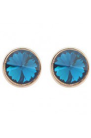 Elegant Sapphire Crystal Bright Shiny Round Earrings