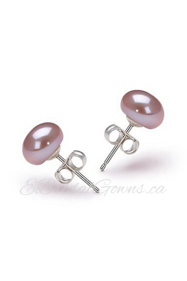 14k Gold Lavender 7.5-8mm Freshwater Pearl Earring