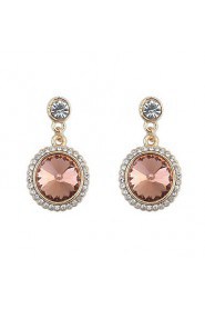 Elegant Champagne Rhinestone Ladies Fashion Round Earrings