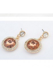 Elegant Champagne Rhinestone Ladies Fashion Round Earrings