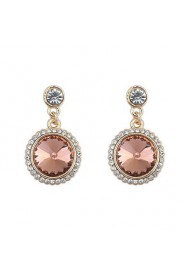 Elegant Champagne Rhinestone Ladies Fashion Round Earrings