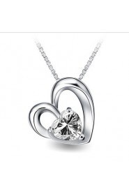 Romantic Women Wedding Jewelry Real Austrian Rhinestone Crystal Double Heart Pendant Amethyst Necklace Silver Link Chain