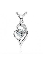 Real 925 Silver Clavicle Link Chain Austrian Rhinestone Crystal Double Heart Pendant Necklace Women Nice Jewelry