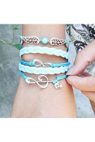 Women's European Style Retro Fashion Infinite Notes Wings Hand-woven Bracelets