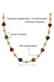 Beautiful Women's Colorful Enamel Hearts Choker Necklace Chain 18K Real Gold Plated Jewelry Gift for Women High High