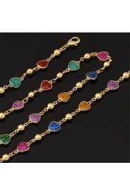 Beautiful Women's Colorful Enamel Hearts Choker Necklace Chain 18K Real Gold Plated Jewelry Gift for Women High High