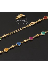 Beautiful Women's Colorful Enamel Hearts Choker Necklace Chain 18K Real Gold Plated Jewelry Gift for Women High High