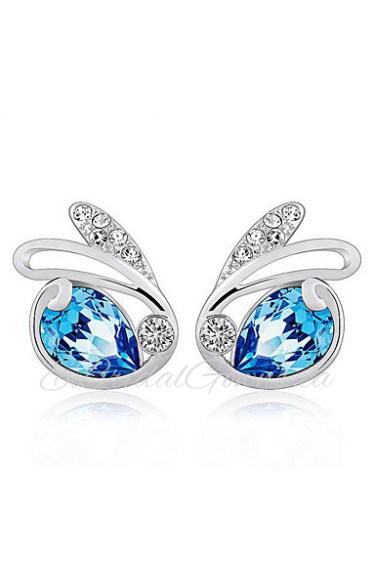 Mix Colors Austrian Rhinestone Rabbit Stud Earrings Real 925 Silver Animal Zodiac Earrings Women Jewelry