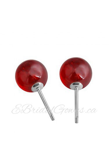 Classic Antique Real 925 Sterling Silver Red Round Stone Garnet Earrings Women Female Models Nice Jewelry