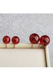 Classic Antique Real 925 Sterling Silver Red Round Stone Garnet Earrings Women Female Models Nice Jewelry