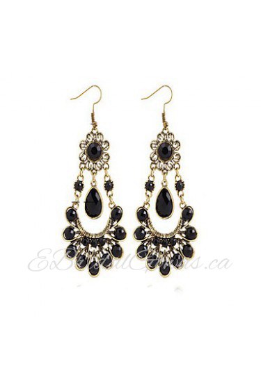 Metal Bohemian Black Acrylic Flowers Peacock Simple Earrings