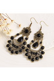 Metal Bohemian Black Acrylic Flowers Peacock Simple Earrings