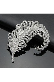 Women's Silver AZircon Crystal Leaf Brooch & Pins for Wedding Party Jewelry