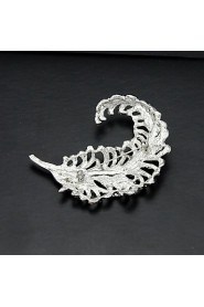 Women's Silver AZircon Crystal Leaf Brooch & Pins for Wedding Party Jewelry