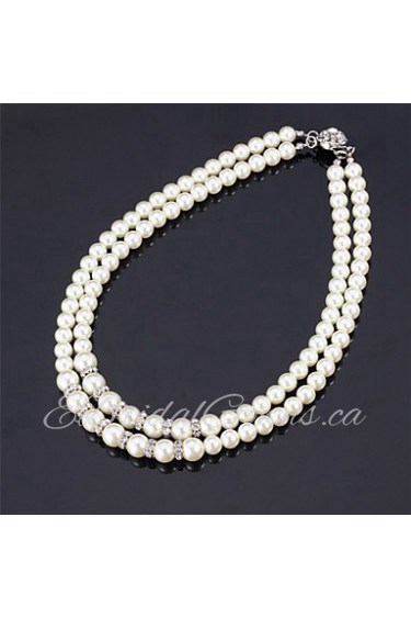 High Quality Synthetic Pearl Beads Luxury Fancy Choker Collar Necklace Austrian Rhinestone Jewelry for Women