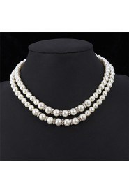 High Quality Synthetic Pearl Beads Luxury Fancy Choker Collar Necklace Austrian Rhinestone Jewelry for Women