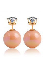 Gradient Color Sided Pearl Sweet Candy Color Zircon Earrings