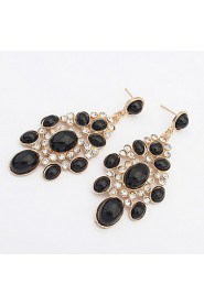 Fashion Classic Irregular Black Drop Earrings with Rhinestone Elegant Women Fine Water Drops Shaped