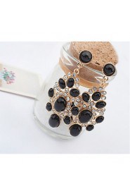 Fashion Classic Irregular Black Drop Earrings with Rhinestone Elegant Women Fine Water Drops Shaped