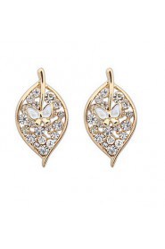 Fashion Leaf Diamond Earrings - A Leaf World