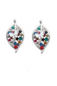 Fashion Leaf Diamond Earrings - A Leaf World