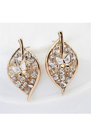 Fashion Leaf Diamond Earrings - A Leaf World